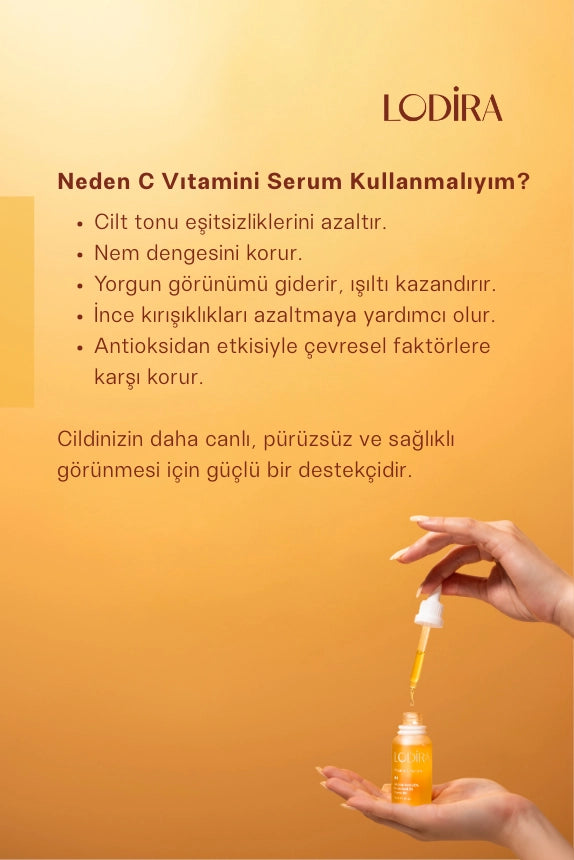 Ton Eşitleyici ve Aydınlatıcı Vitamin C Serum Ascorbic Asit, Ferulic Asit, Vitamin B5, Niacinamide 30 ml